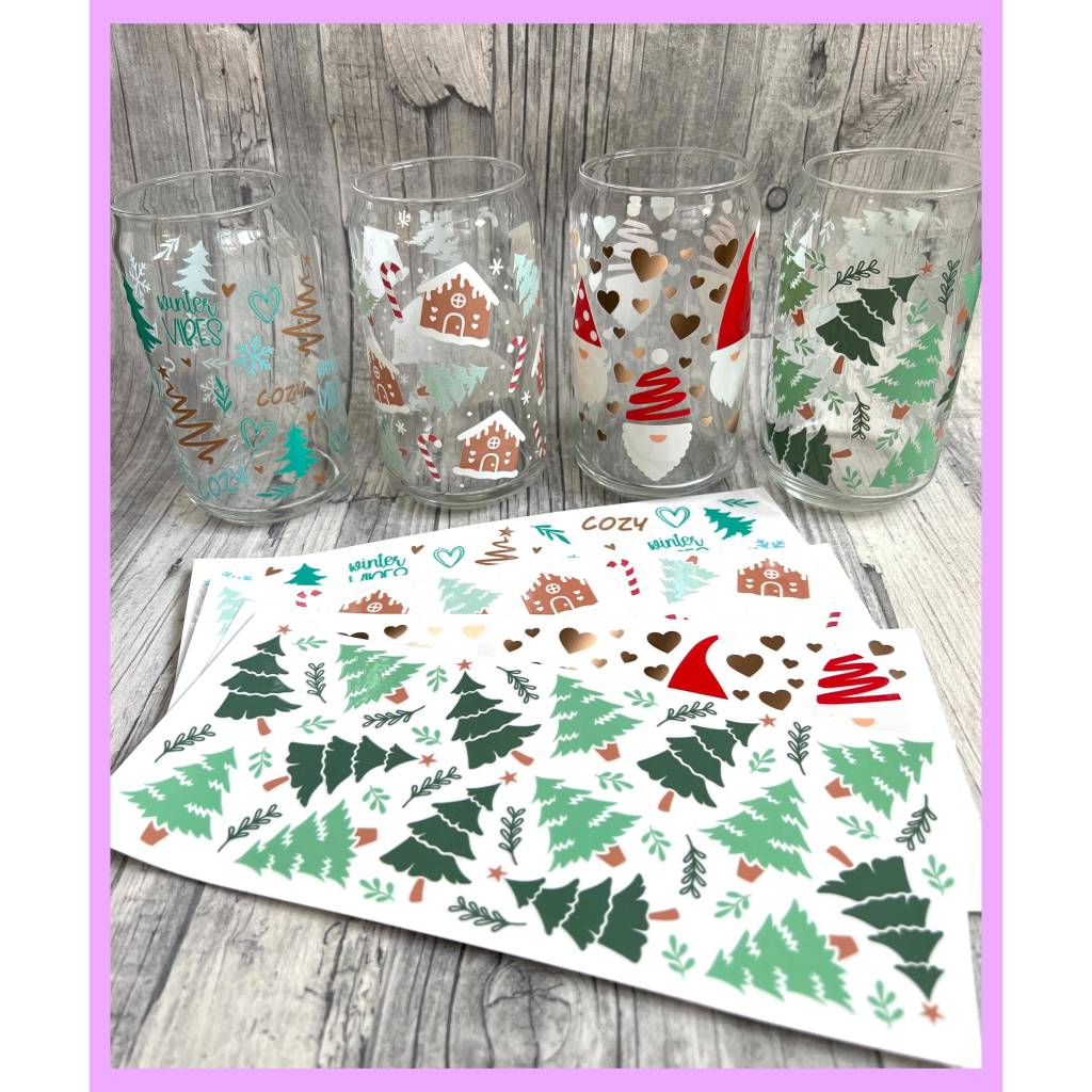 Rub-On I Rubon Weihnachten, WEIHNACHTSGLAS diverse Motive zur Auswahl, Gr. XL, Weihnachten, Weihnachtsglas