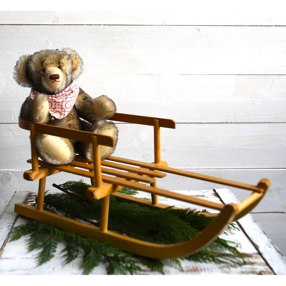 kleiner Vintage Deko Schlitten mit Lehne