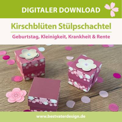 Bastelvorlage: DIY-Stülpverpackung mit Kirschblüten