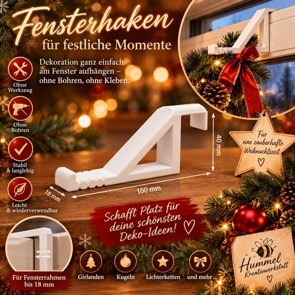 Fensterhaken für Fensterdeko Weihnachten - Halloween