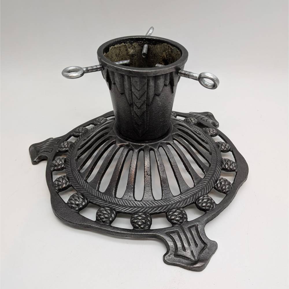 Antiker Christbaumständer aus Gusseisen Weihnachtsbaumständer Baumständer Jugendstil-Ornamentik Tannenbaumständer Eisen
