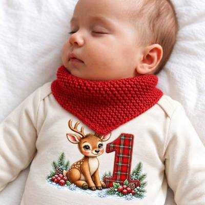 Baby Weihnachten Babyhalstuch Halstuch Baby Schmusetuch Lätzchen Dreieckstuch gestrickt Tuch uni 0-12 Monate