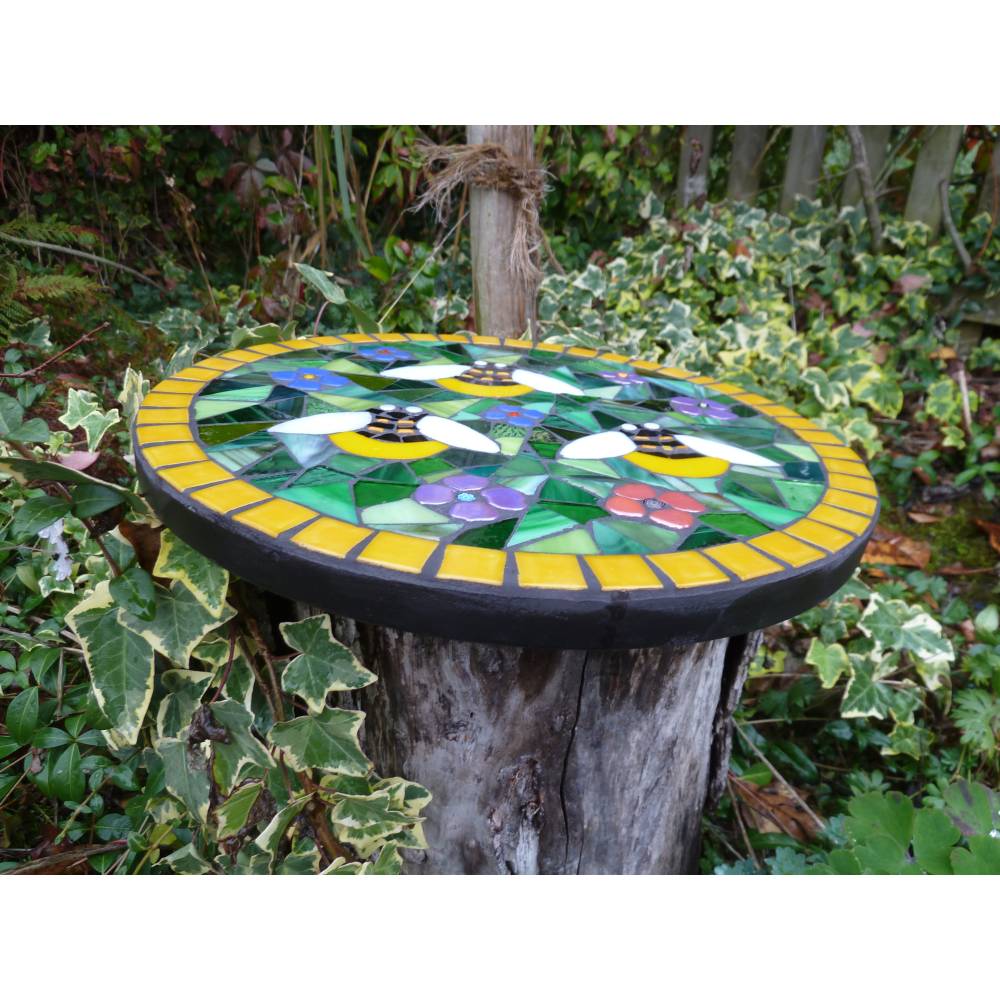 Mosaik Trittstein Garten Dekostein Bienen Unikat