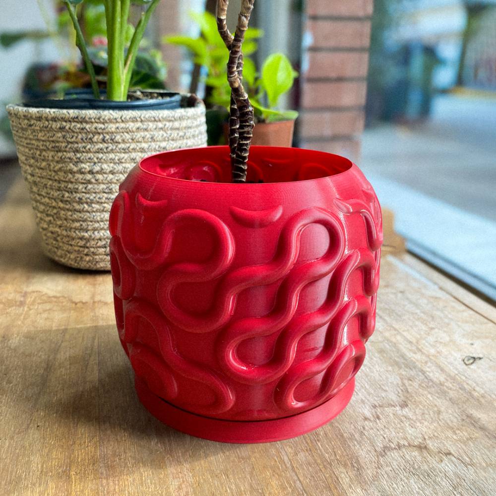 Blumentopf 3D Druck – Moderner Pflanzentopf mit Wellenmuster | Übertopf für Zimmerpflanzen