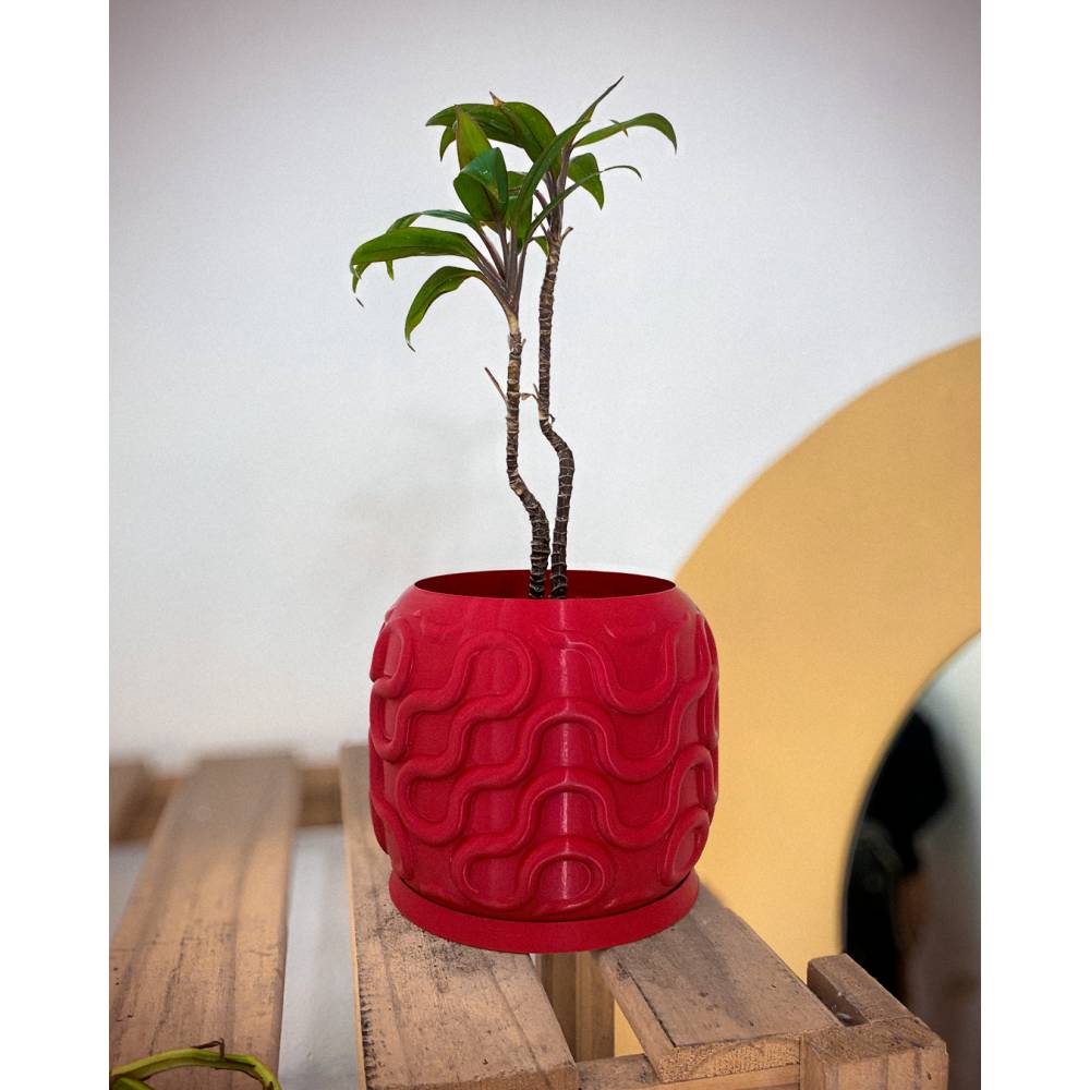 Blumentopf 3D Druck – Moderner Pflanzentopf mit Wellenmuster | Übertopf für Zimmerpflanzen