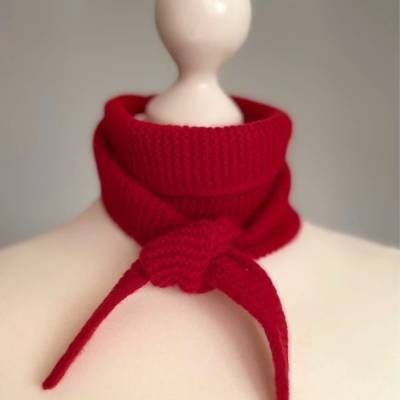 Mini-Schal gestrickt im Sophie-Stil rot 100% Premium Merinowolle Halstuch sofort lieferbar