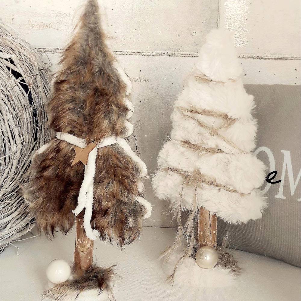 Deko Tannenbaum Winterdeko mit Kunstfell