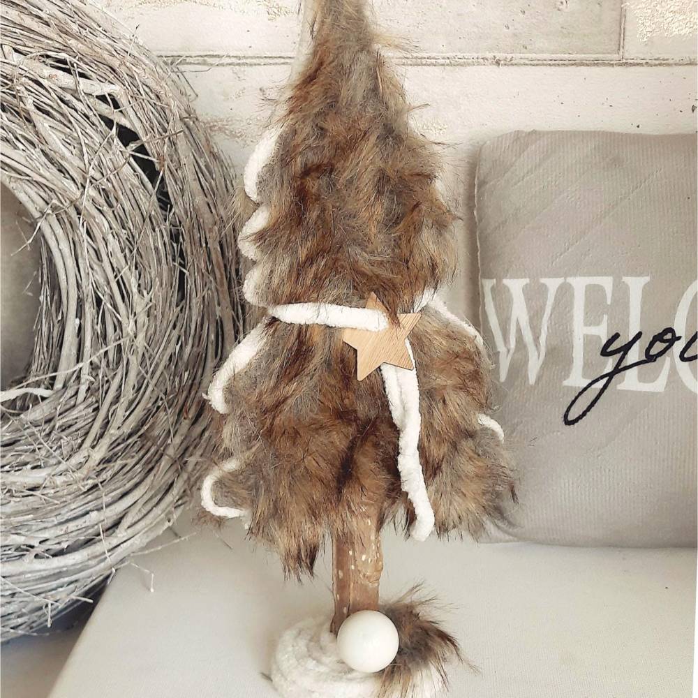 Deko Tannenbaum Winterdeko mit Kunstfell