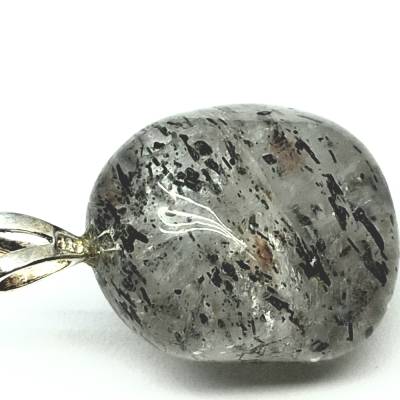 Amphibol-Quarz Engelsphantom Anhänger – 925 Silberöse | Naturstein Schmuck
