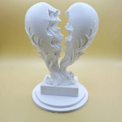 Hochzeit Herz Skulptur Weiß aus 3D Druck. Moderne Deko Figur PLA 16 cm Geschenk