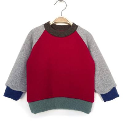 Babypullover 74/80 rot grau 100% Kaschmir / Upcycling Kaschmirpullover für Babys 
