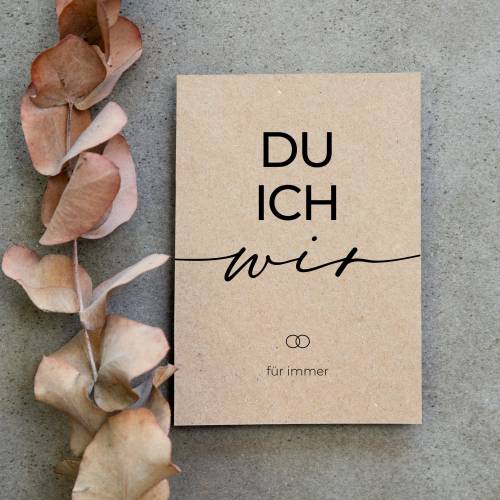 Ich liebe dich Karte Kraftpapier, Liebeskarte Du & Ich für immer, Valentinstagsgeschenk, Geschenk für Freundin & Freund