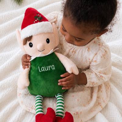 Personalisiertes Weihnachtskuscheltier - Geschenk Weihnachten Kinder - Kuscheltier mit Namen - Elfgeschenk