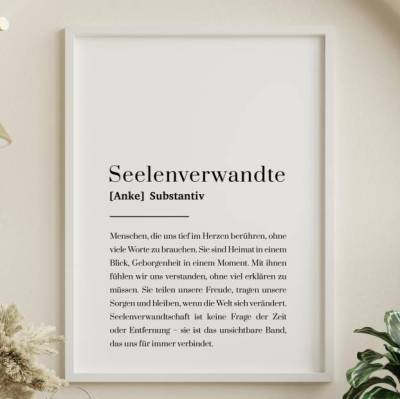 Beste Freundin Poster personalisiert mit Name, Seelenverwandte Definition, Geschenk für beste Freundin zum Geburtstag
