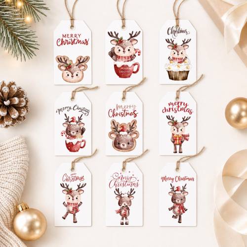 Weihnachten Geschenkanhänger PDF, Niedliche Rehe Basteln, Geschenke Verpacken Deko, Hirsch Anhänger Ausdrucken