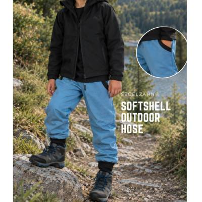 Softshell Hose Kinder | gefütterte Outdoorhose Hellblau | Junge Mädchen Regenkleidung | warme Matschhose