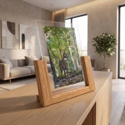 Minimalistischer Bilderrahmen aus Holz für 10x15 cm Fotos | Moderner Fotorahmen Hochformat | Schwebender Tischaufstelle