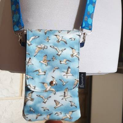 Smartphone Tasche, Handytasche, marineblau, Taschengurt, Nordsee, Design Doro Thomalla #213
