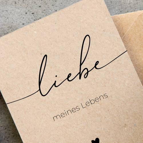 Postkarte Liebe meines Lebens auf Kraftpapier, personalisiert mit Name, Jahrestag Geschenk für Partner, Hochzeitstag