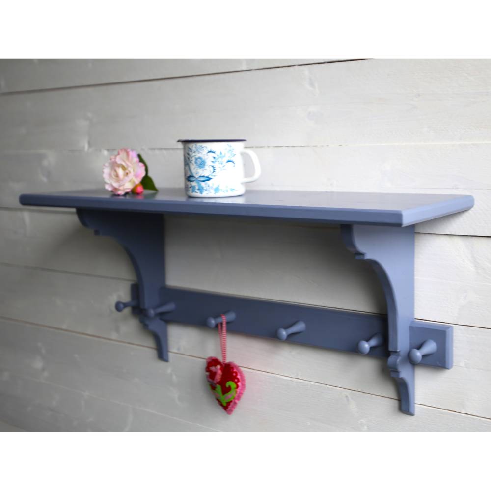 blaues Vintage Regal Garderobe mit Haken