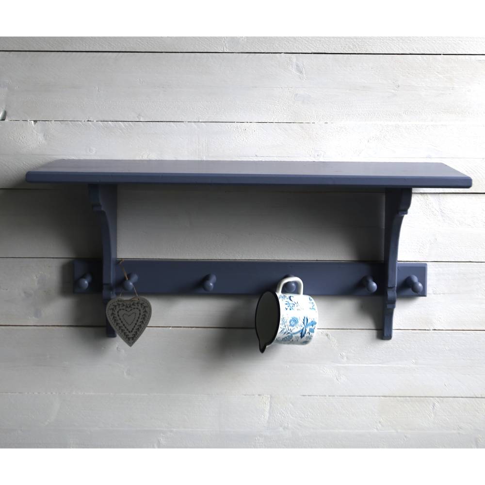 blaues Vintage Regal Garderobe mit Haken