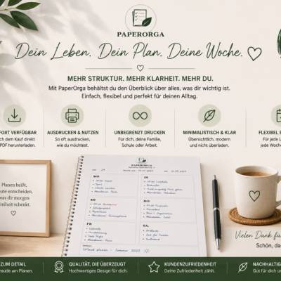 Wochenplaner – Wochenübersicht für mehr Ordnung im Alltag | Digitale PDF-Vorlage