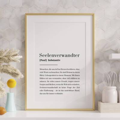 Bester Freund Poster personalisiert mit Name, Seelenverwandter Definition, Geschenk für besten Freund zum Geburtstag