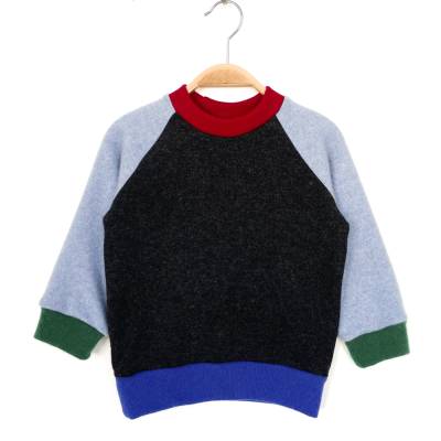 Kaschmirpullover Größe 92 dunkelgrau hellblau / Upcycling Kinderpullover 100% recycelter Kaschmir
