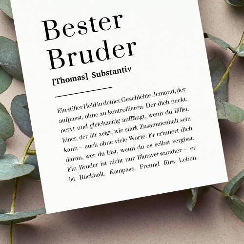Bester Bruder Karte personalisiert mit Namen, Geschenk für meinen Bruder zum Geburtstag, Bruderherz, drei Papiere, A6