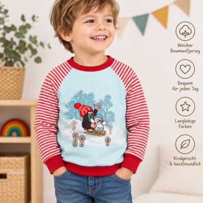 Maulwurf Kinderpullover Wintermotiv, Pullover aus Jersey, Langarmshirt, Weihnachtspullover, Raglanshirt, Junge, Mädchen