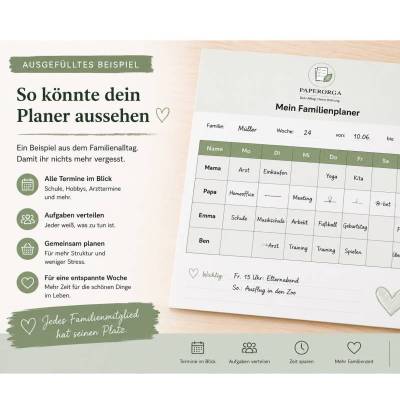 Familienplaner – Wochenplan für die ganze Familie | Digitale PDF-Vorlage
