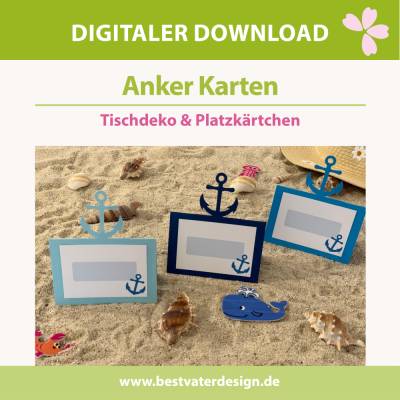 Tischkarten, Trinkgeldkarten Anker für maritime Hochzeiten und Geburtstage