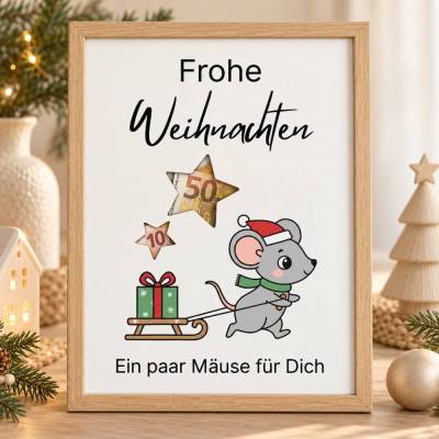 Geldgeschenk Weihnachten PDF A4 – Weihnachtsmaus zum Ausdrucken