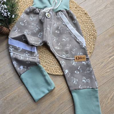 Braun Unisex Kinder Pumphose mit Tiere Gr.98/104 Organic dickerem Sweat Übergangshose