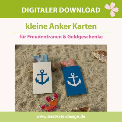 Trinkgeldkarten & kleines Geldgeschenk mit Anker Motiv in 2 Farben & 2 Größen