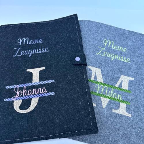 Personalisierte Zeugnismappe aus Filz – Dokumentenmappe zur Einschulung, Schulabschluss & als Geschenk für Kinder