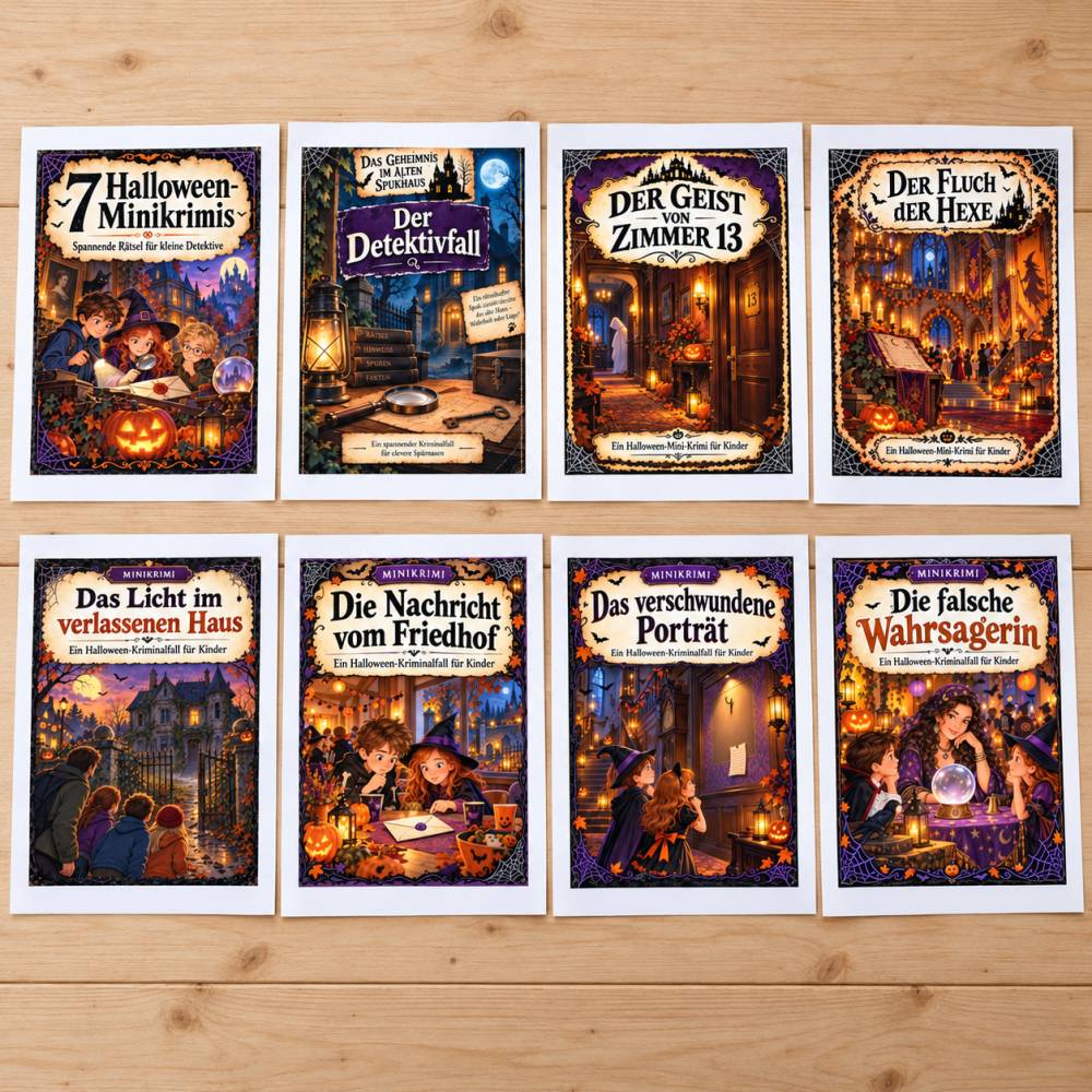 7 Halloween-Minikrimis für Kinder – Detektivspiele mit Hinweisen und Lösungen als PDF-Download Bild 1