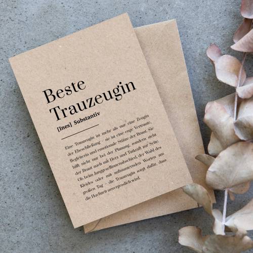 Trauzeugin Karte Kraftpapier personalisiert, Braut Geschenk Trauzeugin, Brautjungfer fragen, Beste Freundin Hochzeit