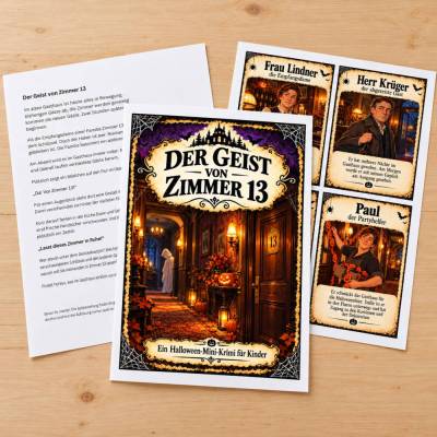 Der Geist von Zimmer 13 – Halloween-Minikrimi für Kinder als PDF zum Ausdrucken