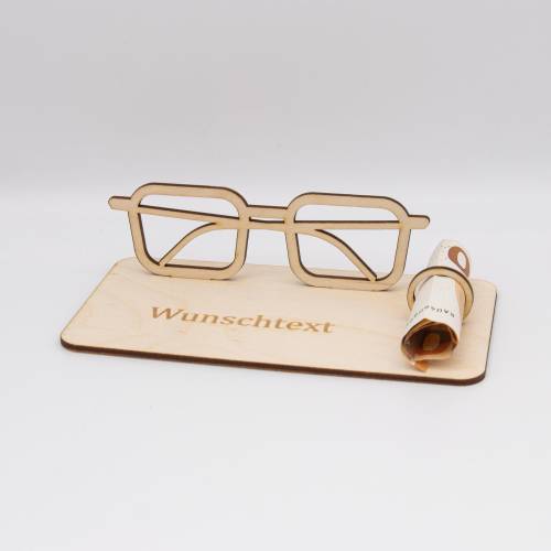 Geldgeschenk Brille - aus Holz personalisiert