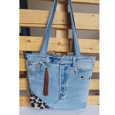 Jeans-Upcycling Shopper "Blue & Wild", Blue-Bag, Jeans-Shopper, Upcycling, Denim-Bag