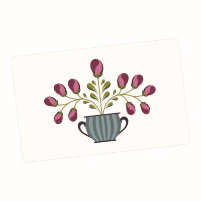 Schneidebrettchen Blumentopf, Vintage-Design im Stil der Bauernmalerei (Größe L)