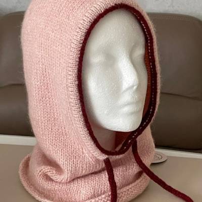 Balaclava / Sturmhaube / Schlupfmütze aus Babyalpaca Premium Wolle Handgestrickt mit Kordel neu