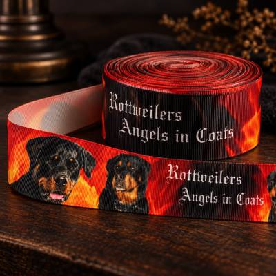 Ripsband Rottweiler 38 mm • Hunderassen Ripsband • Angels in Coats • für Halsband Leine Geschirr • Art.-Nr. 1494