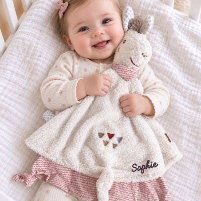 Personalisiertes Schmusetuch Lama - Kuscheltuch mit Namen - Geschenk zur Geburt - Taufgeschenk mit Namen - Schnuffeltuch