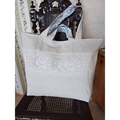 XXL Shopper * Antiker Getreidesack Leinenshopper * Unikat  * Vintage * Landhaus * Ucpclycing Handmade