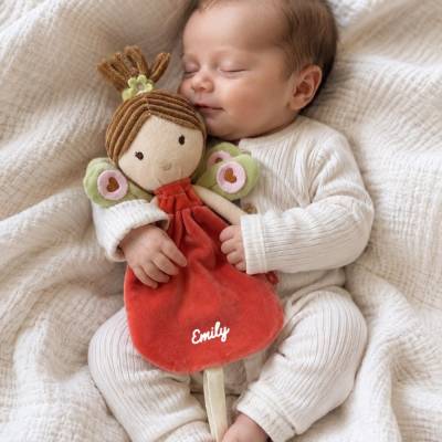 Schmusetuch personalisiert - Geschenk zur Geburt - Schnuffeltuch mit Namen - Stoffpuppe Baby - Mädchengeschenk