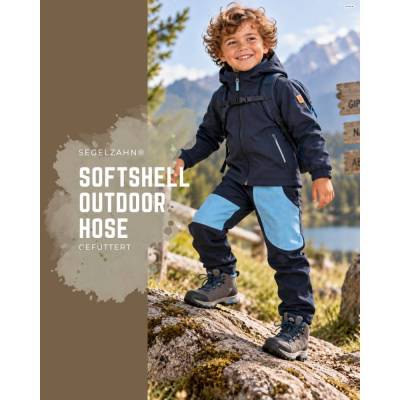 Softshellhose Kinder Blau | gefütterte Regenhose Outdoor | Regenkleidung Kinder | Mitwachshose Fleece Unisex