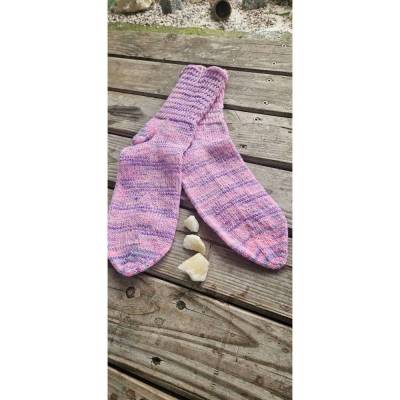 Handgestrickte Socken Gr. 38/39 rosa lila meliert | Hand Knitted Socks Pink Purple | Stricksocken Wollsocken