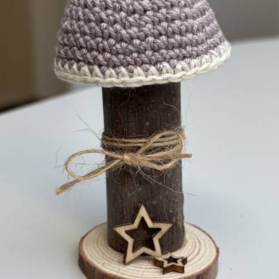 Handgefertigter Deko-Pilz mit gehäkelter Kappe | Pilz Deko | Herbstdeko | Naturdeko | Geschenkidee